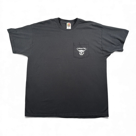 Vintage Cattleman Club Shirt Adult EXTRA LARGE Black Pocket Texas Longhorn 90s - Picture 2 of 9
